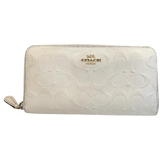 Coach White Embossed Leather Long Wallet - Picture 1 of 10